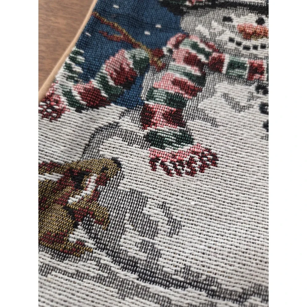 Pair Of Tapestry Snowman Christmas Stockings Winter Wonderland Animals Holly